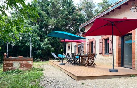 G&icirc;te n&deg;31G101821 Clermont-le-Fort - Haute-Garonne - Terrasse face avant - Fin d'am&eacute;nagement pr&eacute;vu fin octobre